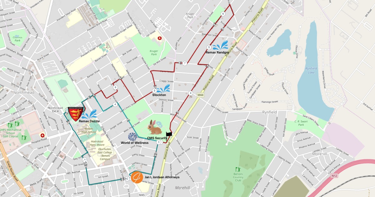 Jan L Jordaan BNAC Night Race Route Map
