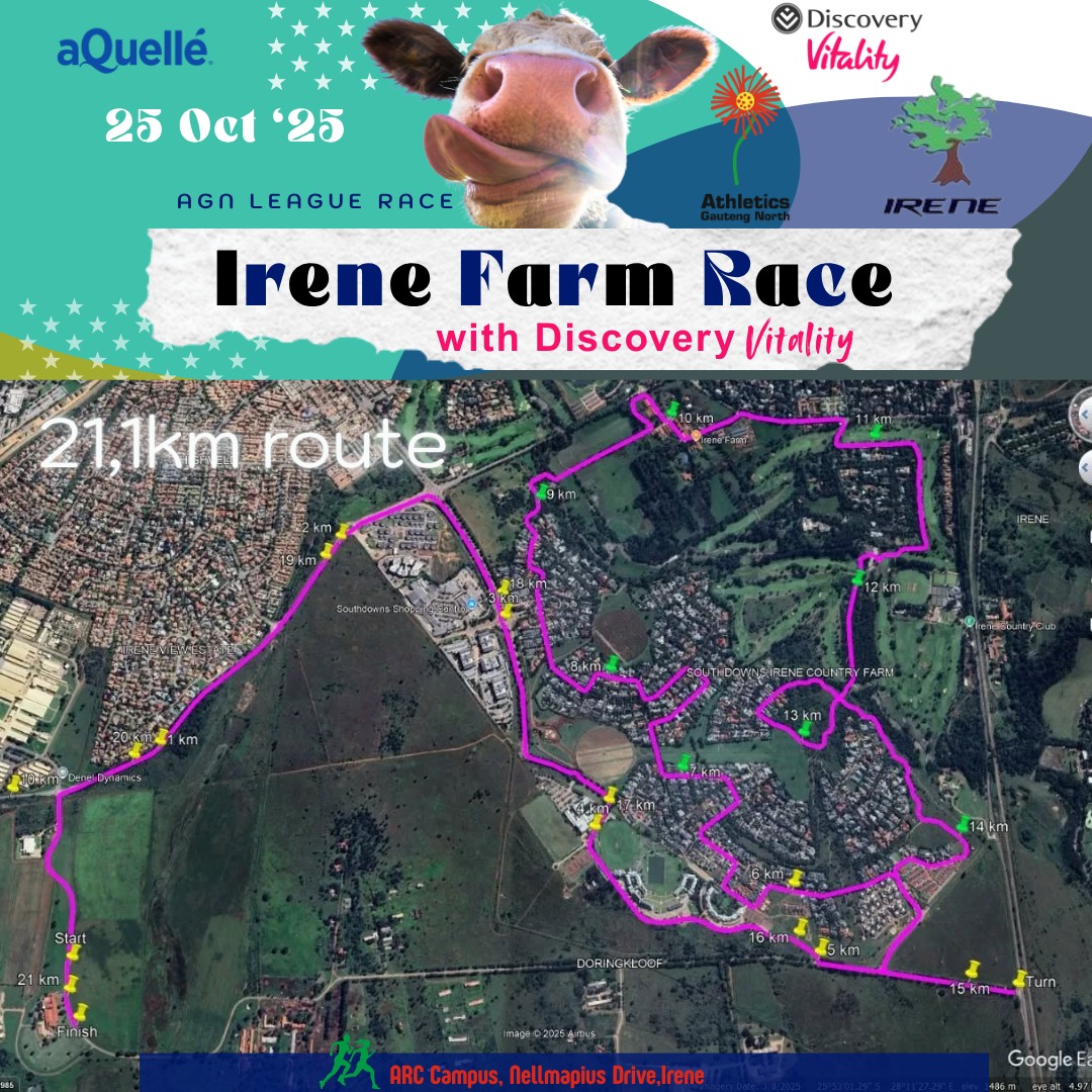 Irene Farm Race with Discovery Vitality Half-Marathon Route Map