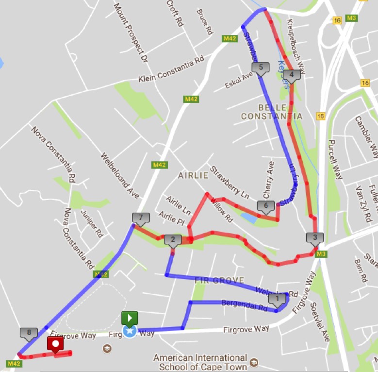 Tokai Manor House Run 8km Fun Run Route Map