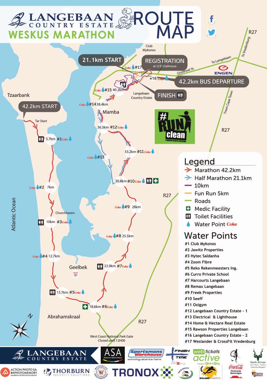 Langebaan Country Estate Weskus Marathon Marathon Route Map